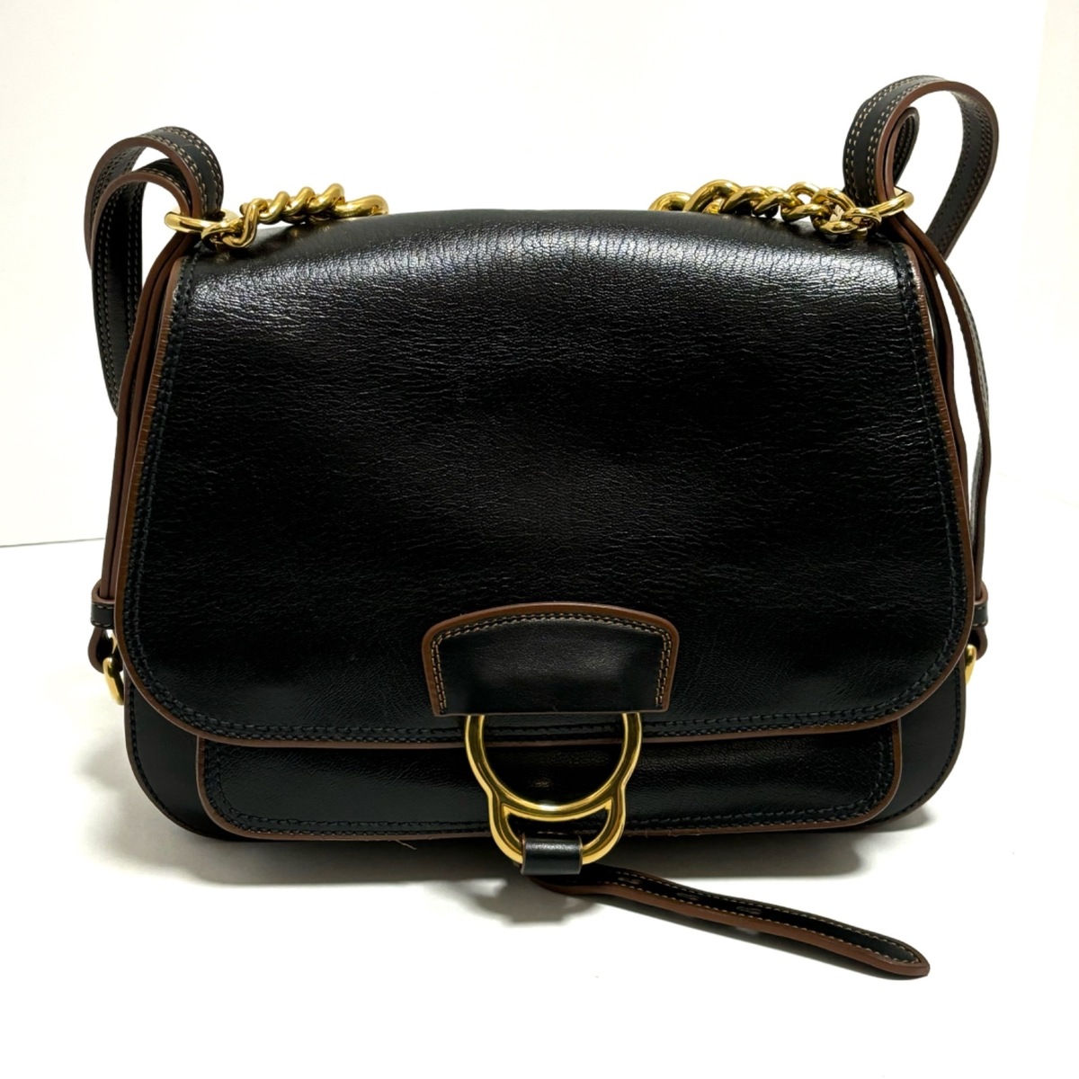 ミュウミュウ/ショルダーバッグ/ダリア/黒×ブラウン/ゴートスキン