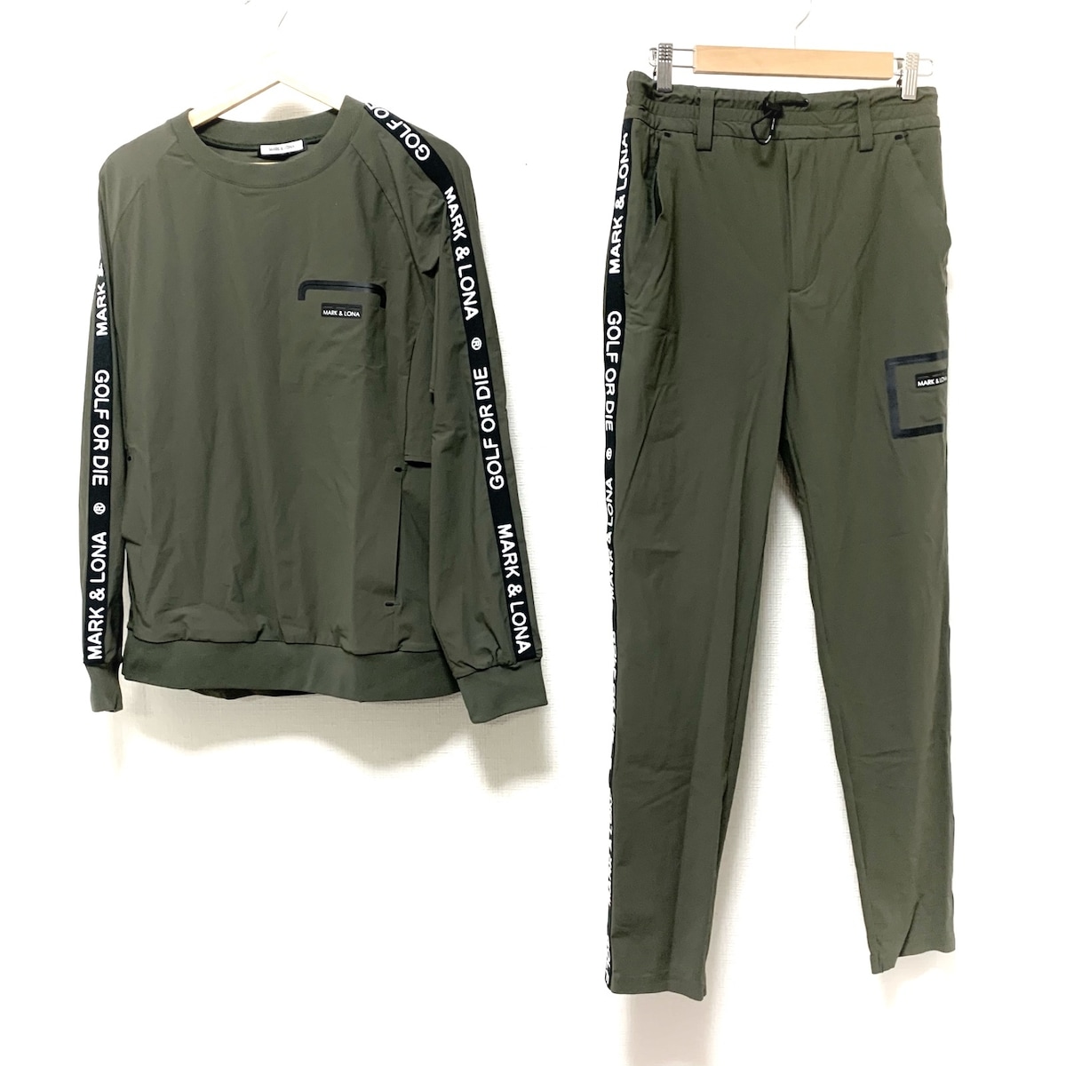 マークアンドロナ/メンズセットアップ/カーキ/サイズ：トップス48