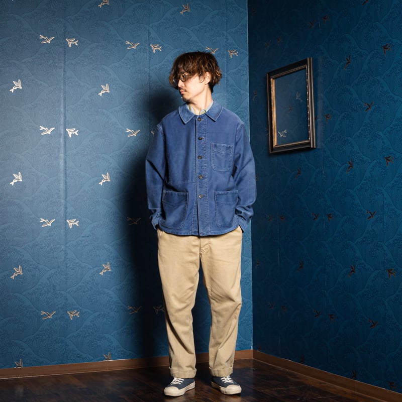 50s France Vintage Adolphe Lafont Blue Moleskin