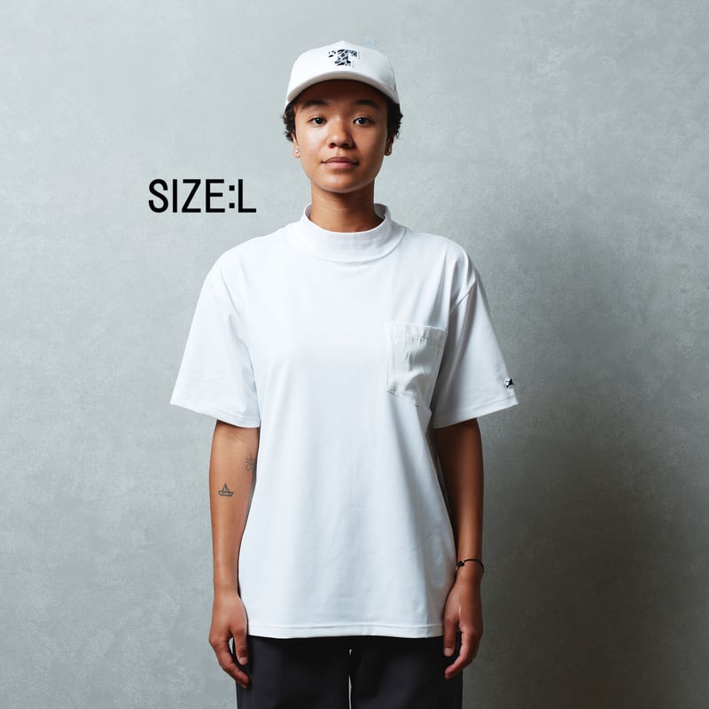 サイズL ［ 8G SHOOT ］モックネック半袖 ホワイト サイズL ［ 8G