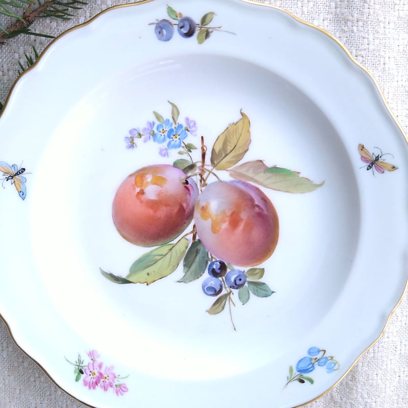 Meissenマイセン直径約21㎝D、果実のプレート、1924年以前