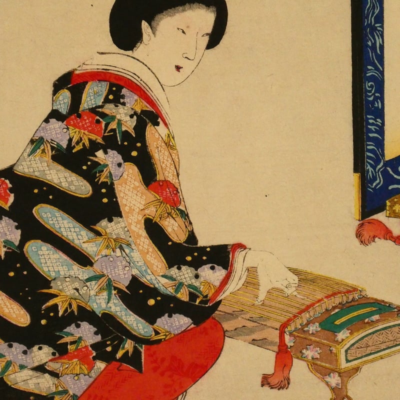 楊洲周延 千代田の大奥 琴 三枚続/CHIKANOBU | ギャラリー奏美庵