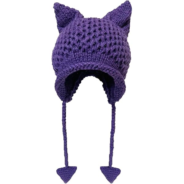BOMHCS Women Bowknot Braided Earflap Crochet Beanie Fox Cat Ears