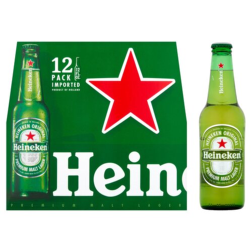 Heineken Premium Malt Lager Beer, 12 fl oz, 12 count - The Fresh