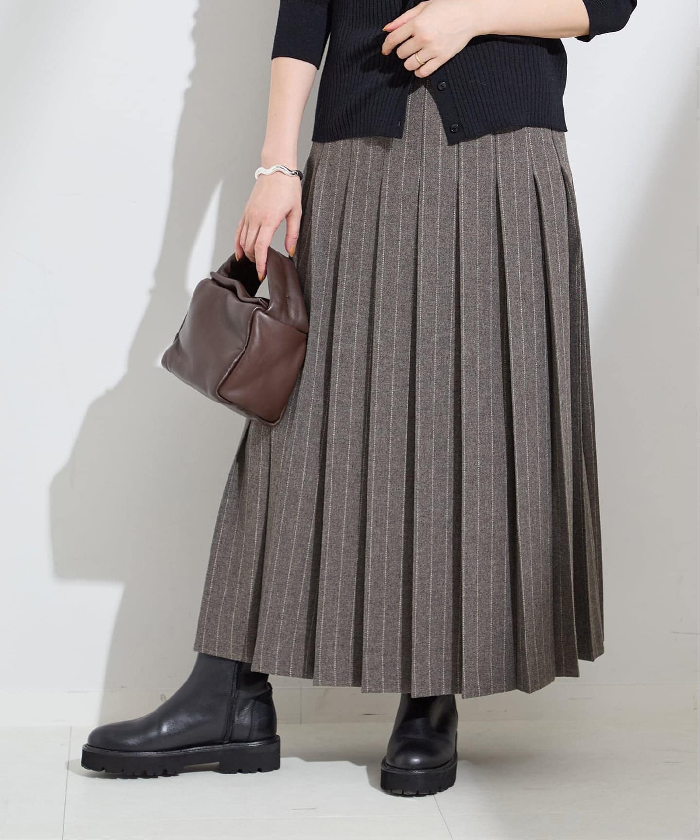 クラシックストライプ プリーツスカート（ロング・マキシ丈スカート