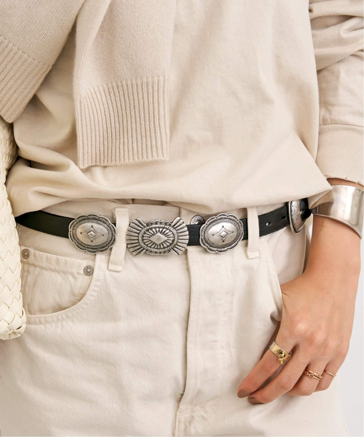 PUNTOVITA/プントヴィータ】 BLACK CONCHO BELT（ベルト）｜L