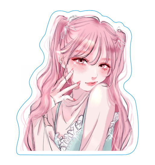 ステッカー pink girl ハーフツイン【ASOBIMALL(アソビモール)】