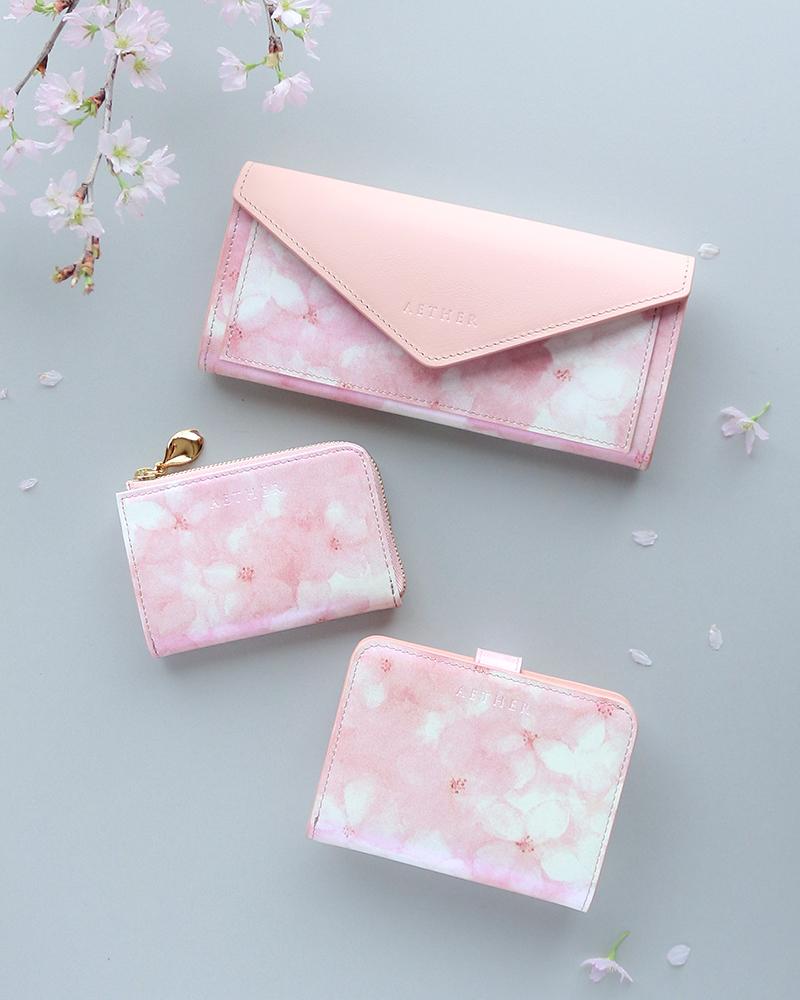 自由が丘のレザーブランド「エーテル」がサクラ柄の財布 牛革に