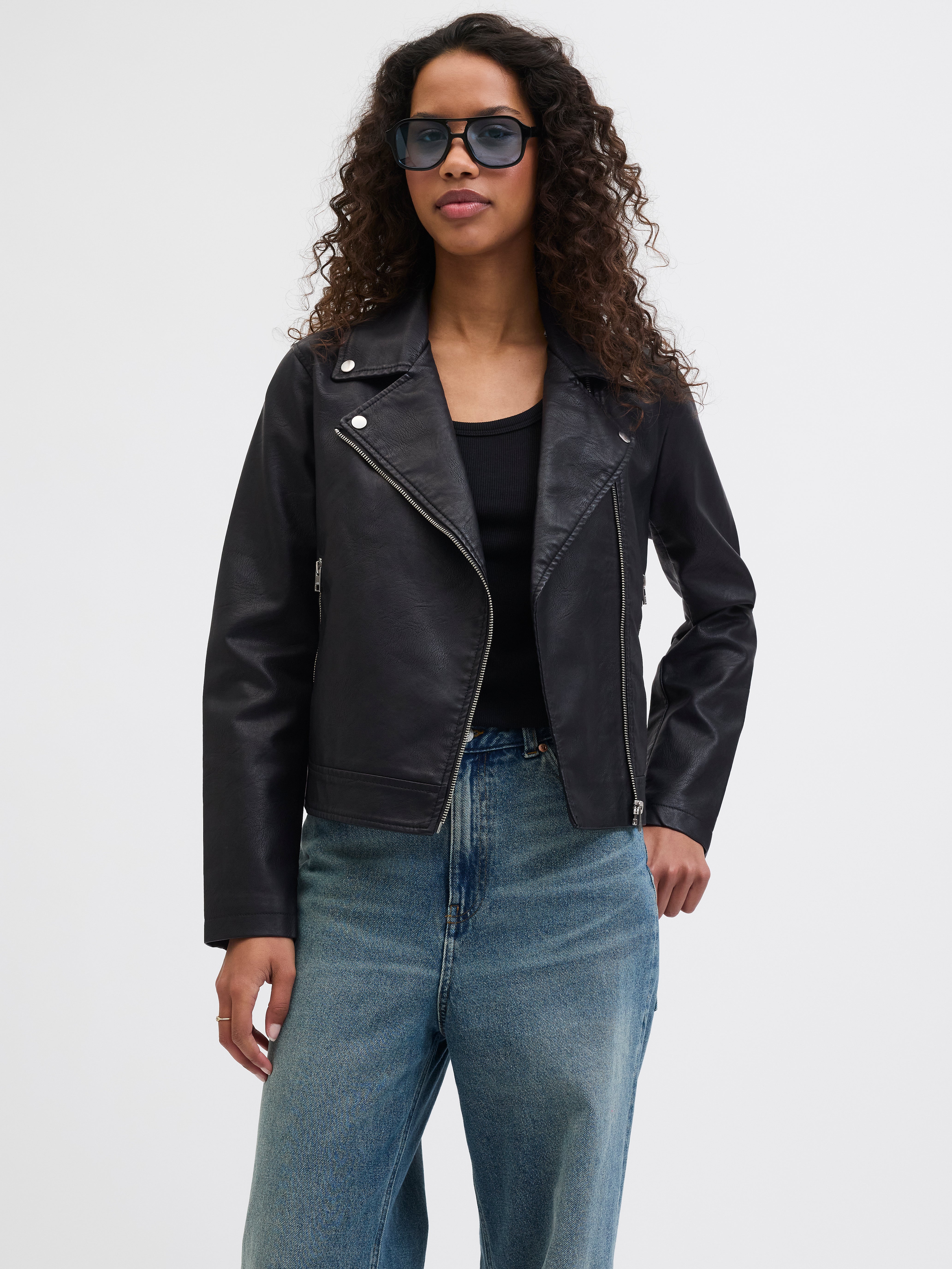 JXGAIL Leather look biker jacket | Black | JJXX®