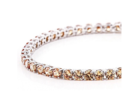 Champagne Cubic Zirconia Rhodium Over Sterling Silver Tennis