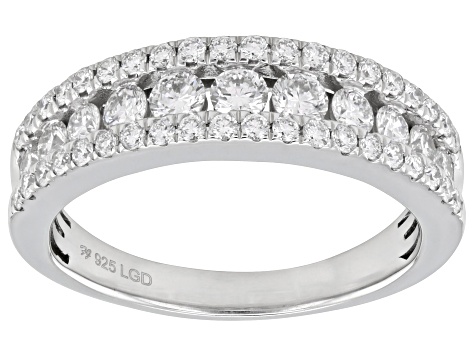 White Lab-Grown Diamond H SI1 Rhodium Over Sterling Silver Band