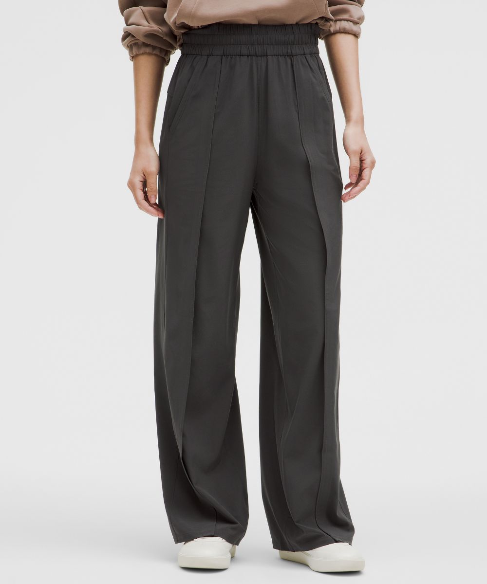 フロントプリーツ ハイライズワイドレッグパンツ *アジアフィット
