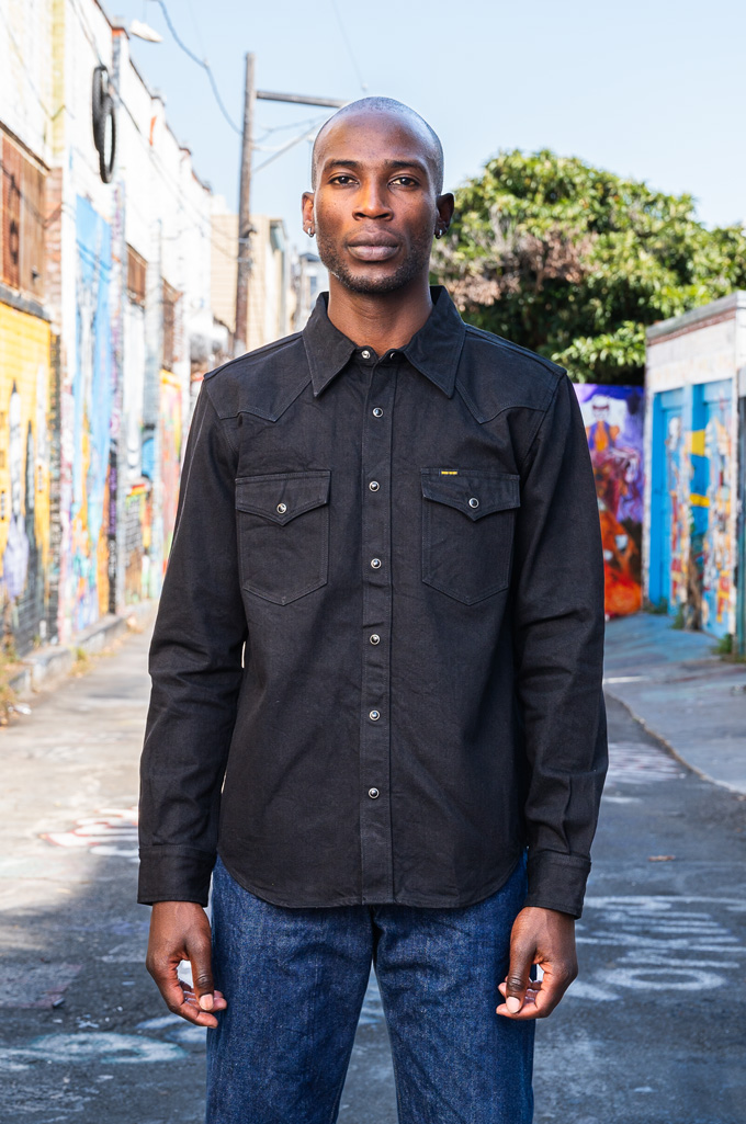 Iron Heart 13.5oz Denim Western Shirt - IHSH-396-BLK - Black