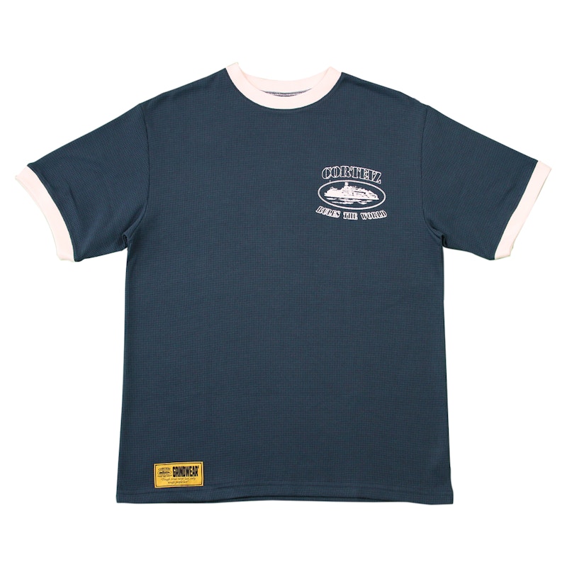 Corteiz Insignia Waffle Cuff T-shirt Navy Men's - SS22 - US