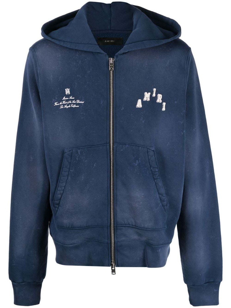 AMIRI Vintage Collegiate Zip Hoodie Blue Men's - US