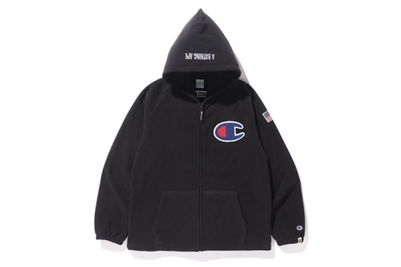 BAPE Champion Polartec Zip Hoodie Black Men's - US