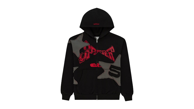 Sp5der Big Star Full Zip Hoodie Black Men's - FW25 - US