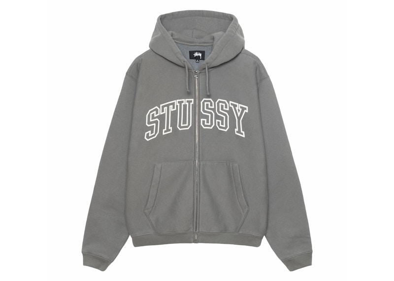 Stussy Outline Zip Hoodie Grey Men's - SS24 - GB