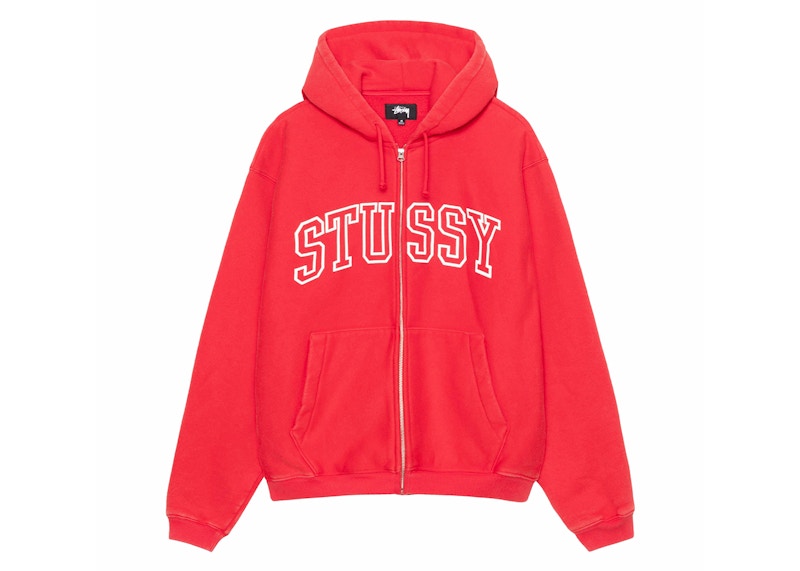 Stussy Outline Zip Hoodie Red Men's - SS24 - GB