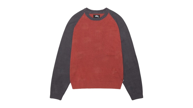 Stussy Colorblocked Raglan Knit Crew Brick Men's - SS25 - GB