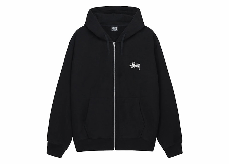 Stussy Basic Stussy Zip Hoodie Black Men's - SS24 - US