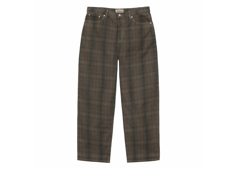 Stussy Big Ol' Canvas Jean Plaid Olive Men's - SS24 - US