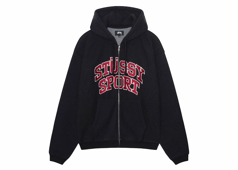 Stussy Sport Zip Hoodie Washed Black Men's - SS24 - US