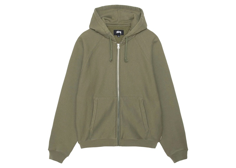 Stussy Raglan Zip Hoodie Olive Men's - FW24 - US