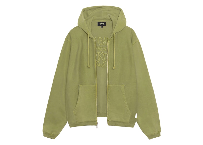 Stussy Waffle Lined Zip Hoodie Green Men's - FW24 - US