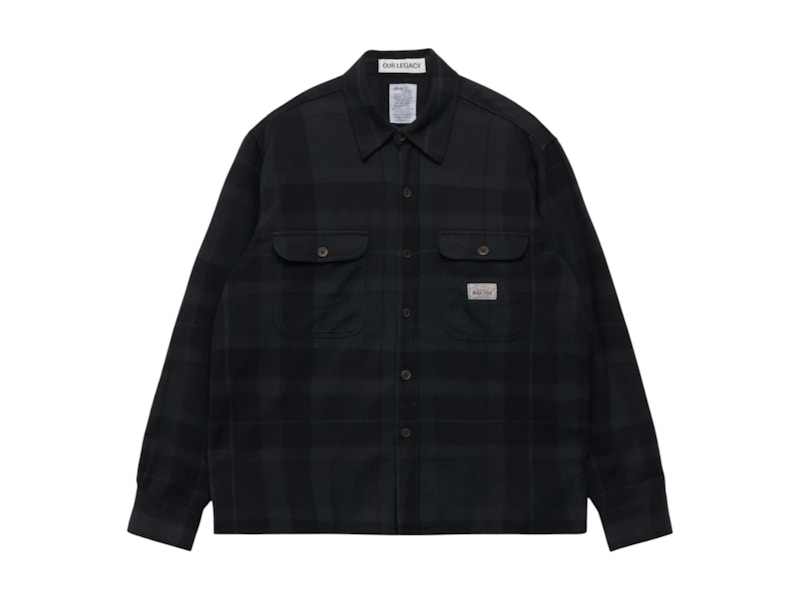 Stussy x Our Legacy Work Shop Country Shirt Overdye Black Flannel