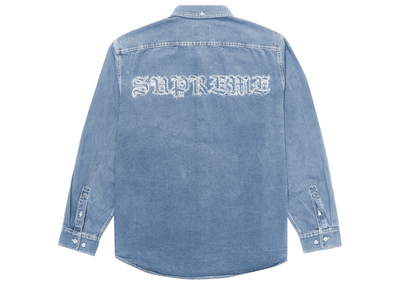 Supreme Appliqué Denim Shirt Blue Men's - FW21 - US