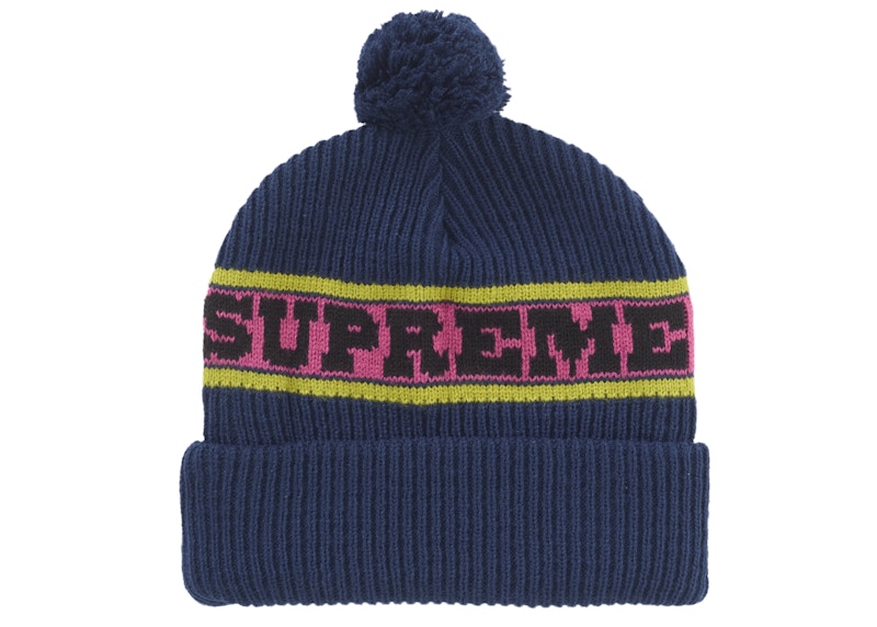 24FW supreme Big Logo Beanie バンダナ柄 Navy