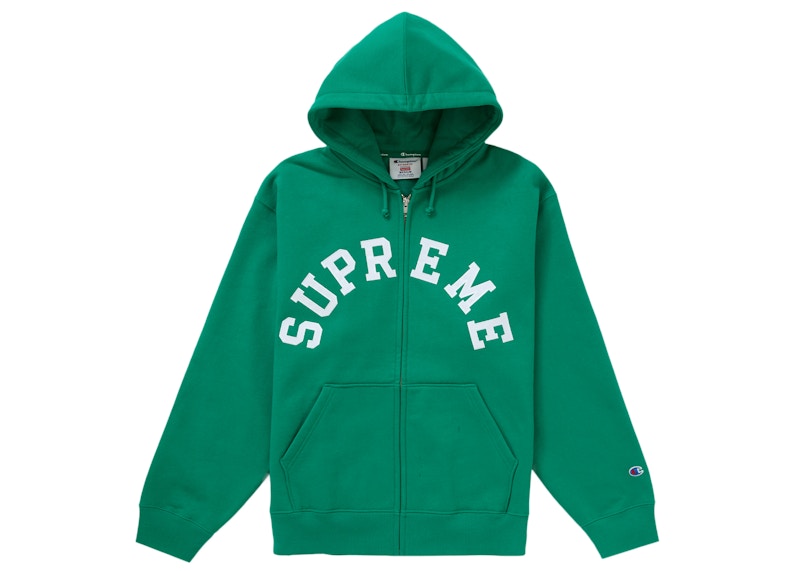 Supreme Champion Zip Up Hooded Sweatshirt Green Men's - SS24 - US