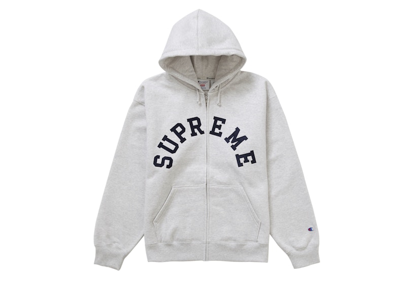 Supreme Champion Zip Up Hooded Sweatshirt Ash Grey Men's - SS24 - GB