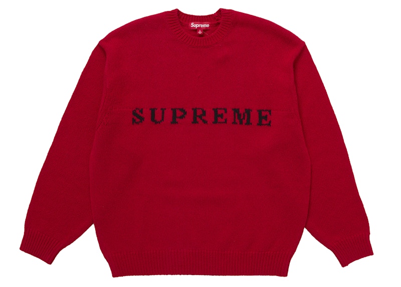 Supreme Contrast Logo Sweater (FW25) Red Men's - FW25 - US