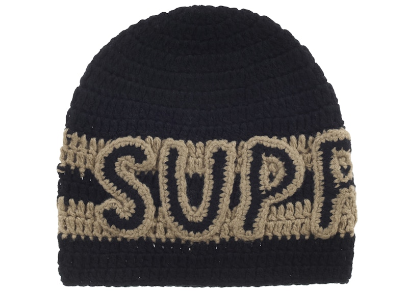 Supreme Crochet Logo Beanie Black - FW25 - US