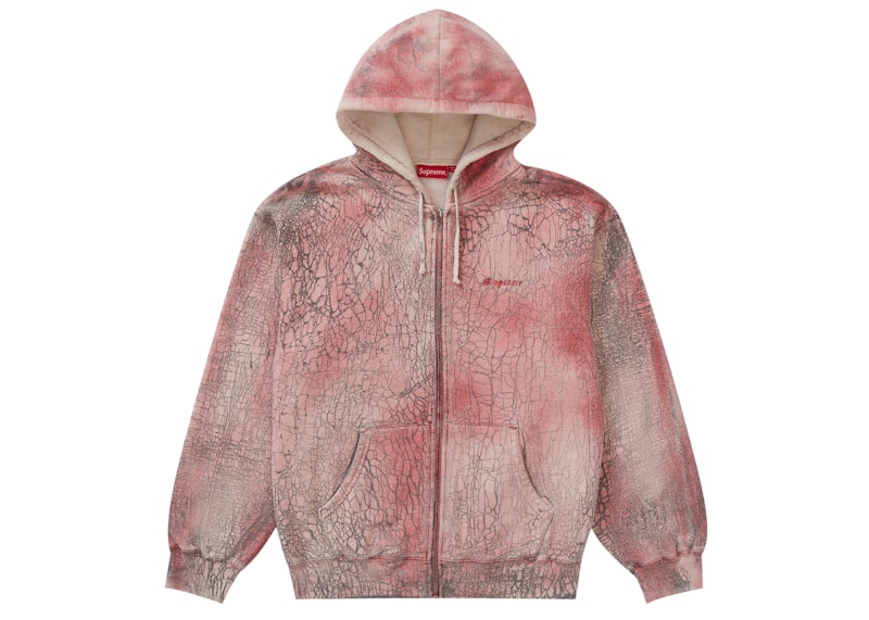 Supreme Crackle Zip Up Hooded Sweatshirt Red Men's - FW23 - US