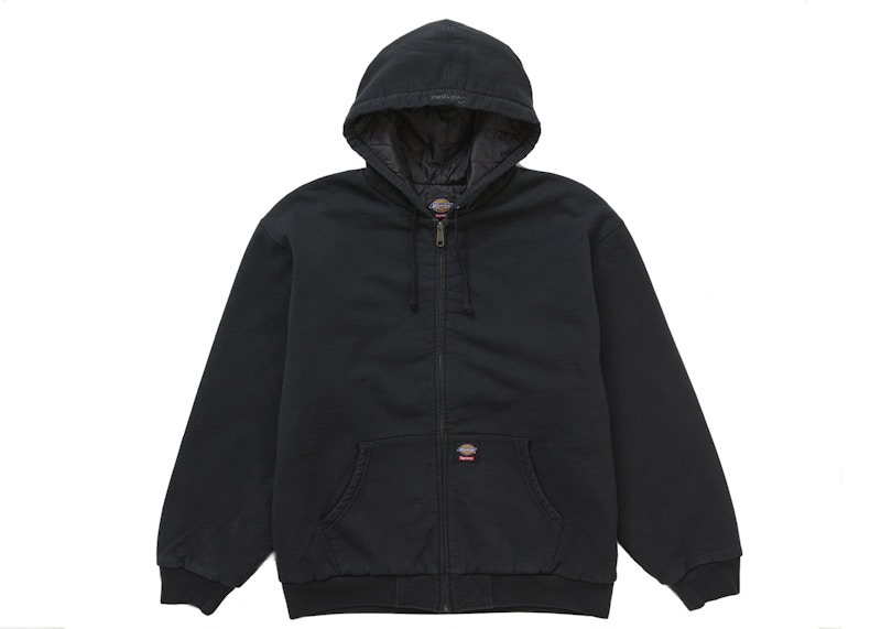 Supreme Dickies Quilted Lined Zip Up Hooded Sweatshirt Black Men's