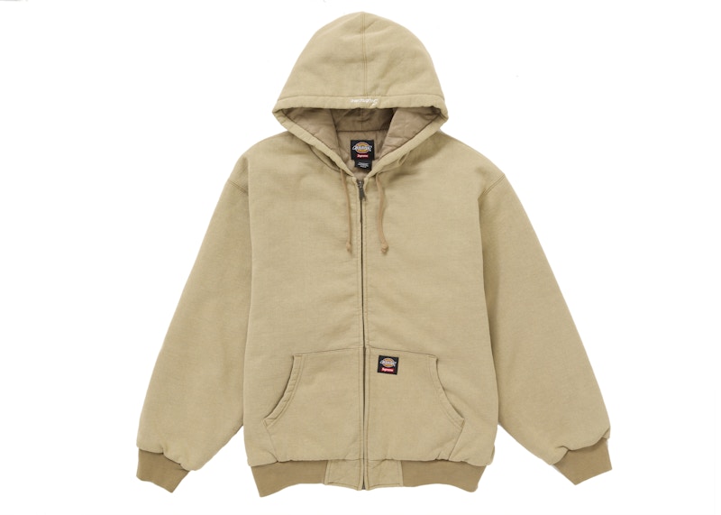 Supreme Dickies Quilted Lined Zip Up Hooded Sweatshirt Brown