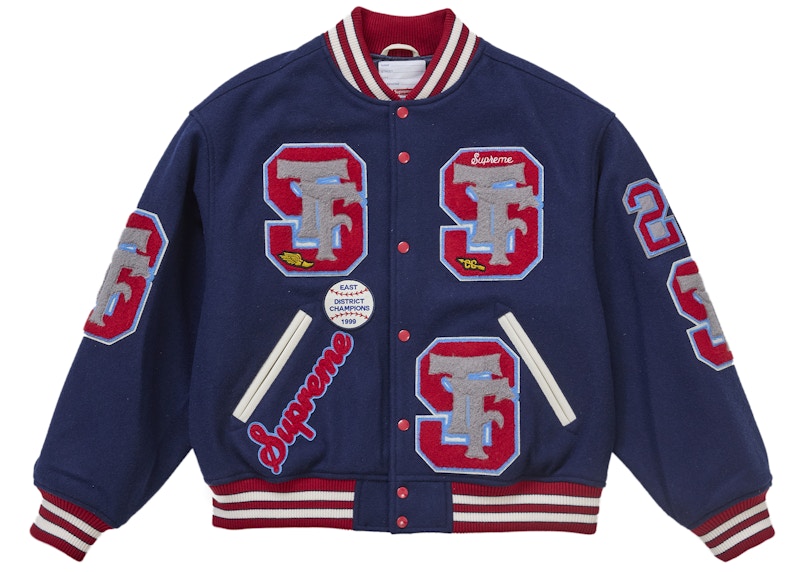Supreme Drill Team Varsity Jacket Navy メンズ - FW25 - JP