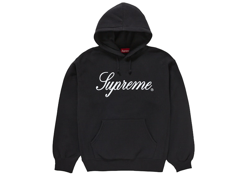 Supreme Embroidered Script Hooded Sweatshirt Black Men's - FW24 - US