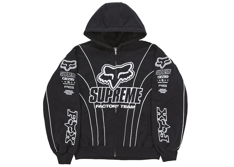 Supreme Fox Racing Zip Up Hooded Sweatshirt Black Men's - FW25 - US
