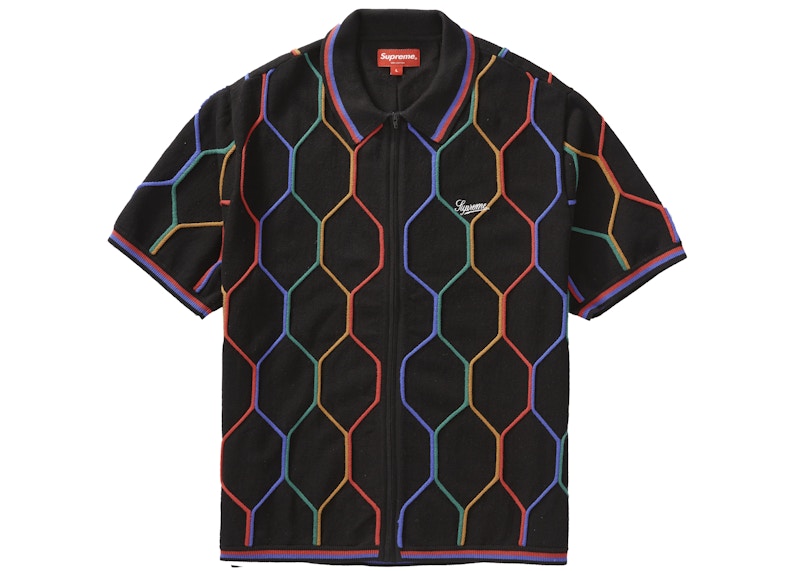 Supreme Hex Zip Up Polo Black メンズ - SS21 - JP