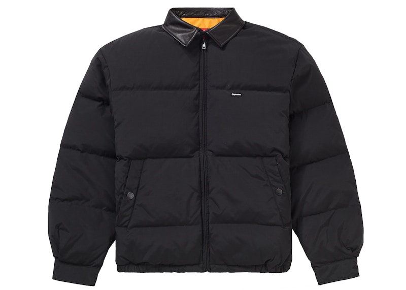 Supreme Leather Collar Puffy Jacket Black Men's - FW19 - US