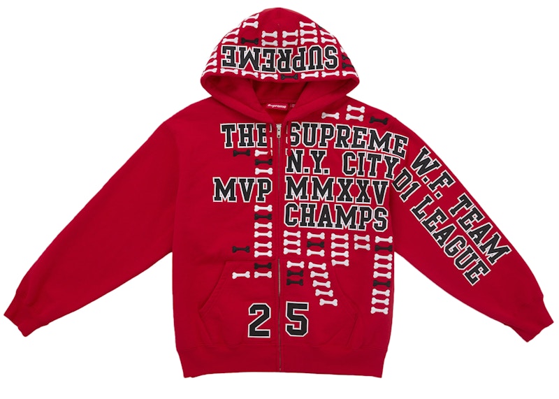 Supreme League Champs Zip Up Hooded Sweatshirt Red メンズ - FW25 - JP
