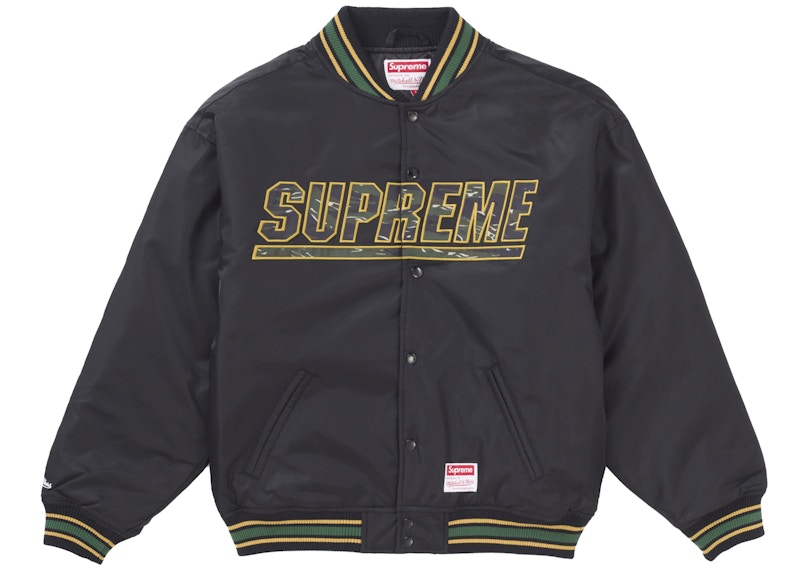 Supreme Mitchell & Ness Camo Logo Varsity Jacket Black Men's