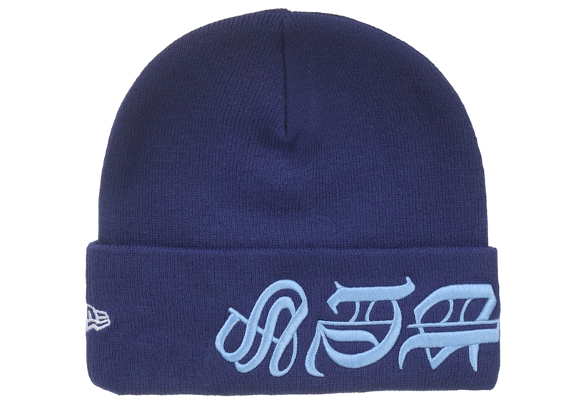 Supreme New Era Blackletter Beanie Washed Navy - SS25 - US