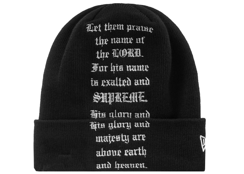 Supreme New Era Psalm Beanie Black - FW23 - JP