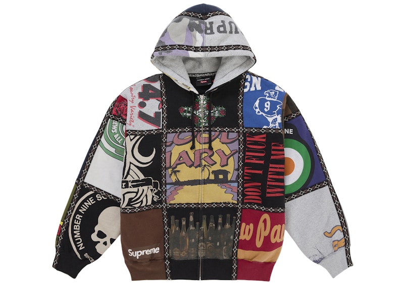 Supreme Number (N)ine Patchwork Zip Up Hooded Sweatshirt