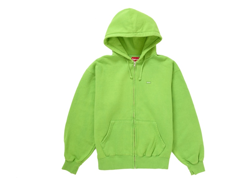 Supreme Overdyed Small Box Zip-Up Hooded Sweatshirt Lime Men's